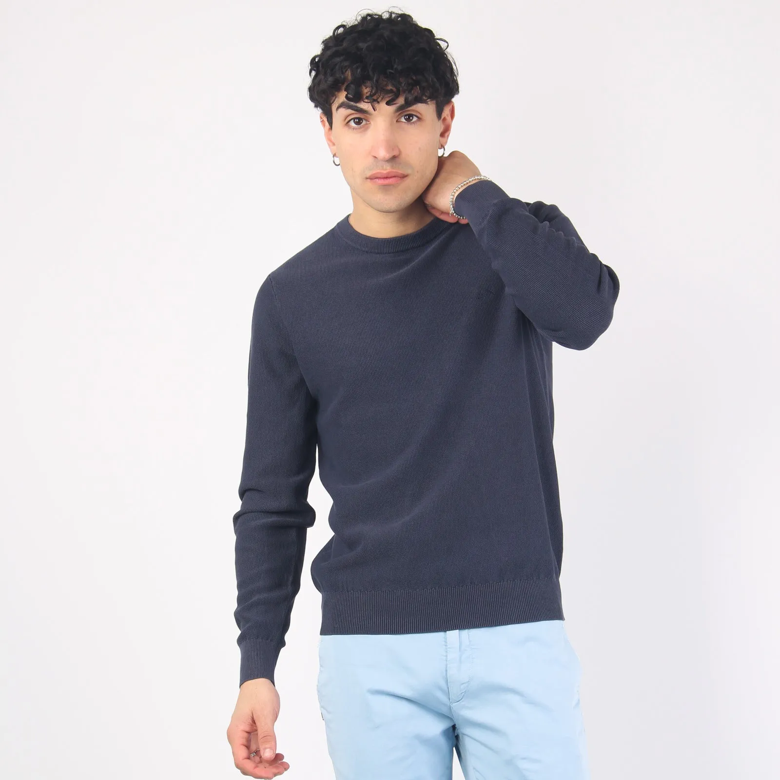 Girocollo Punto Riso Navy Blue