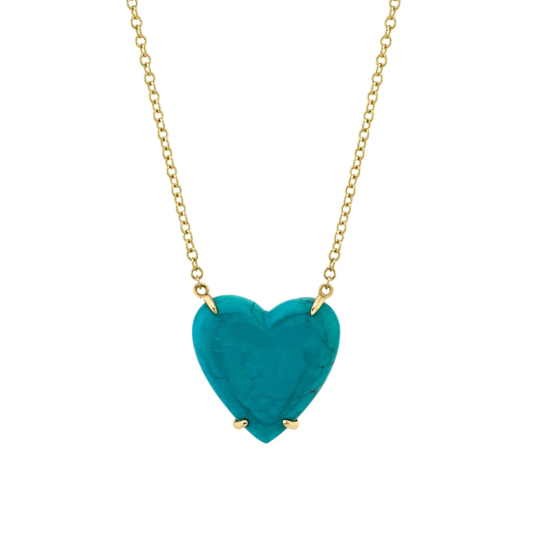 Go To Heart Necklace - Turquoise / 14k Yellow Gold