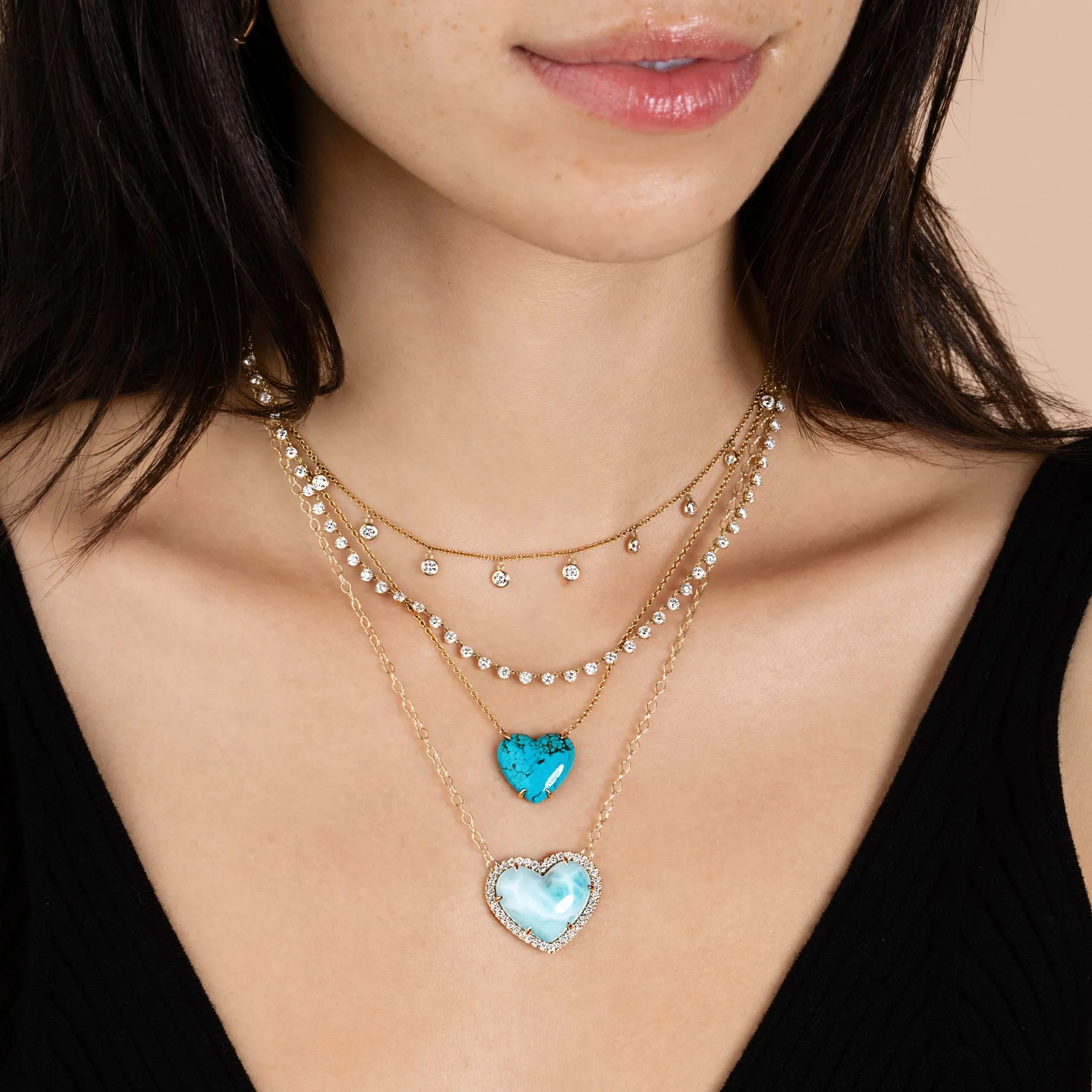 Go To Heart Necklace - Turquoise / 14k Yellow Gold