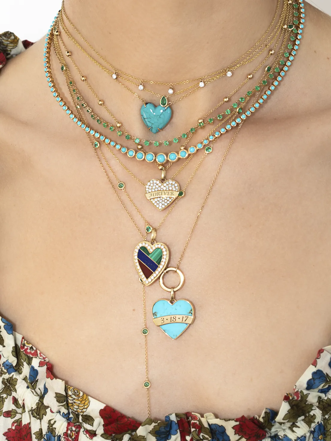 Go To Heart Necklace - Turquoise / 14k Yellow Gold