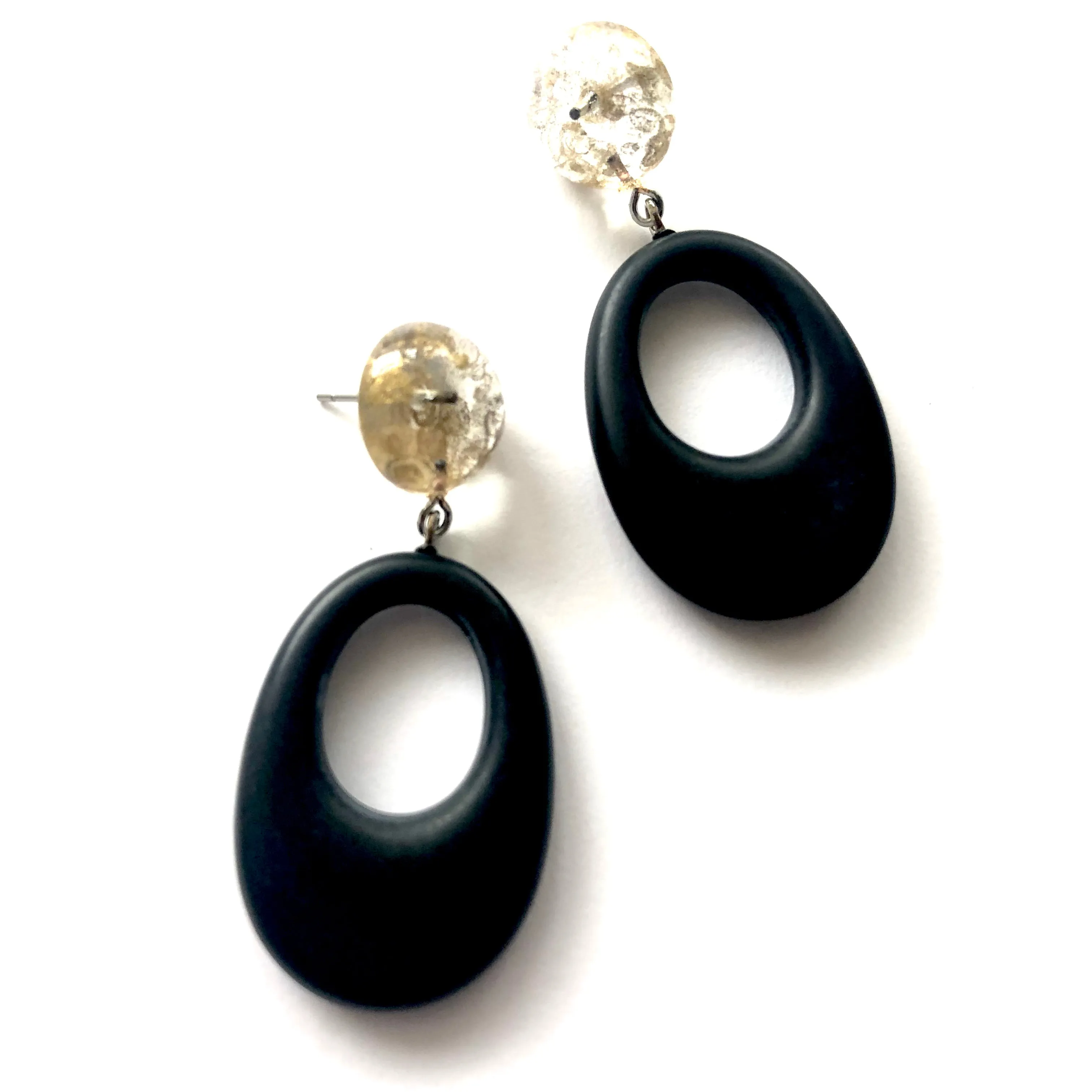 Gold Mercury & Matte Black Go Go Donut Drop Earrings