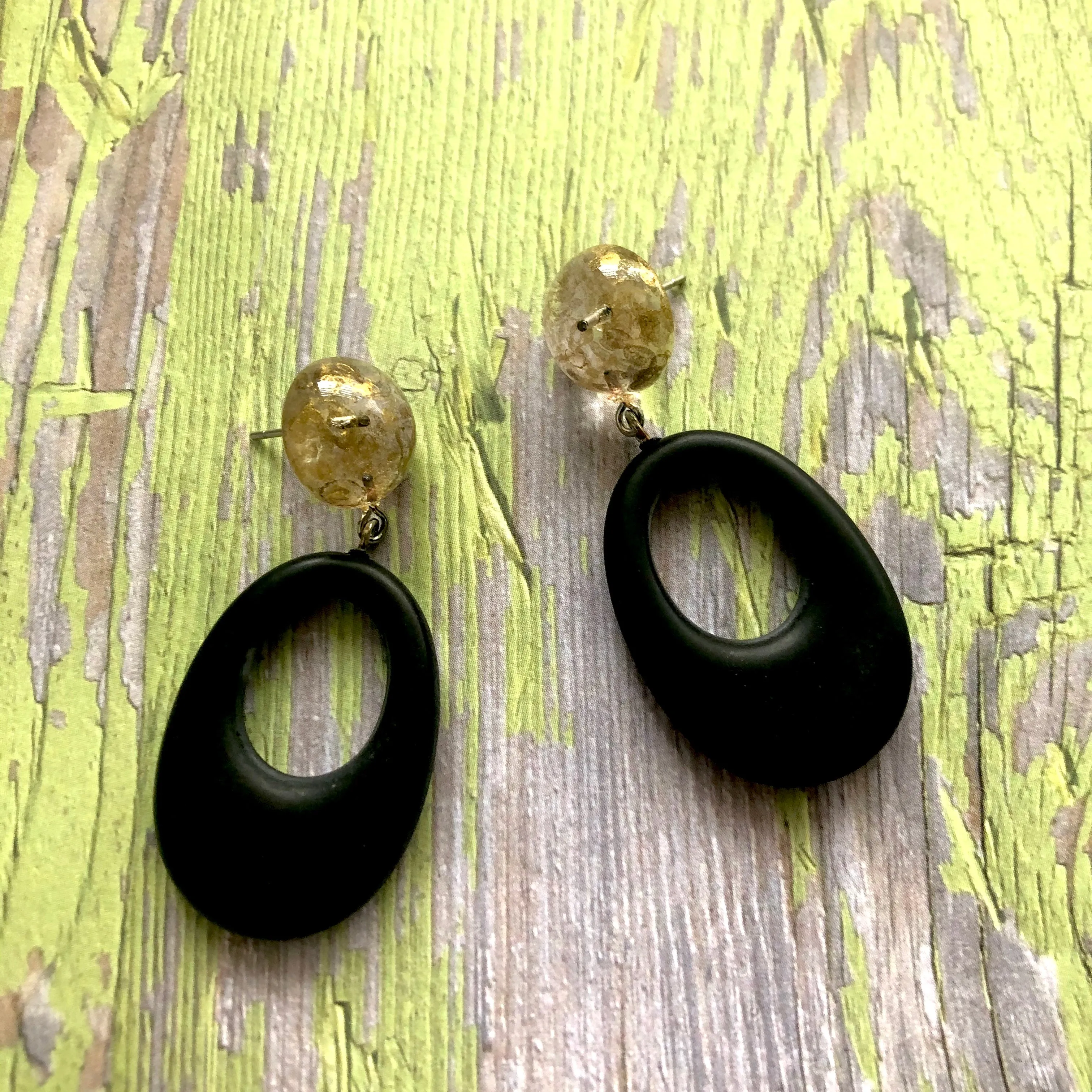 Gold Mercury & Matte Black Go Go Donut Drop Earrings