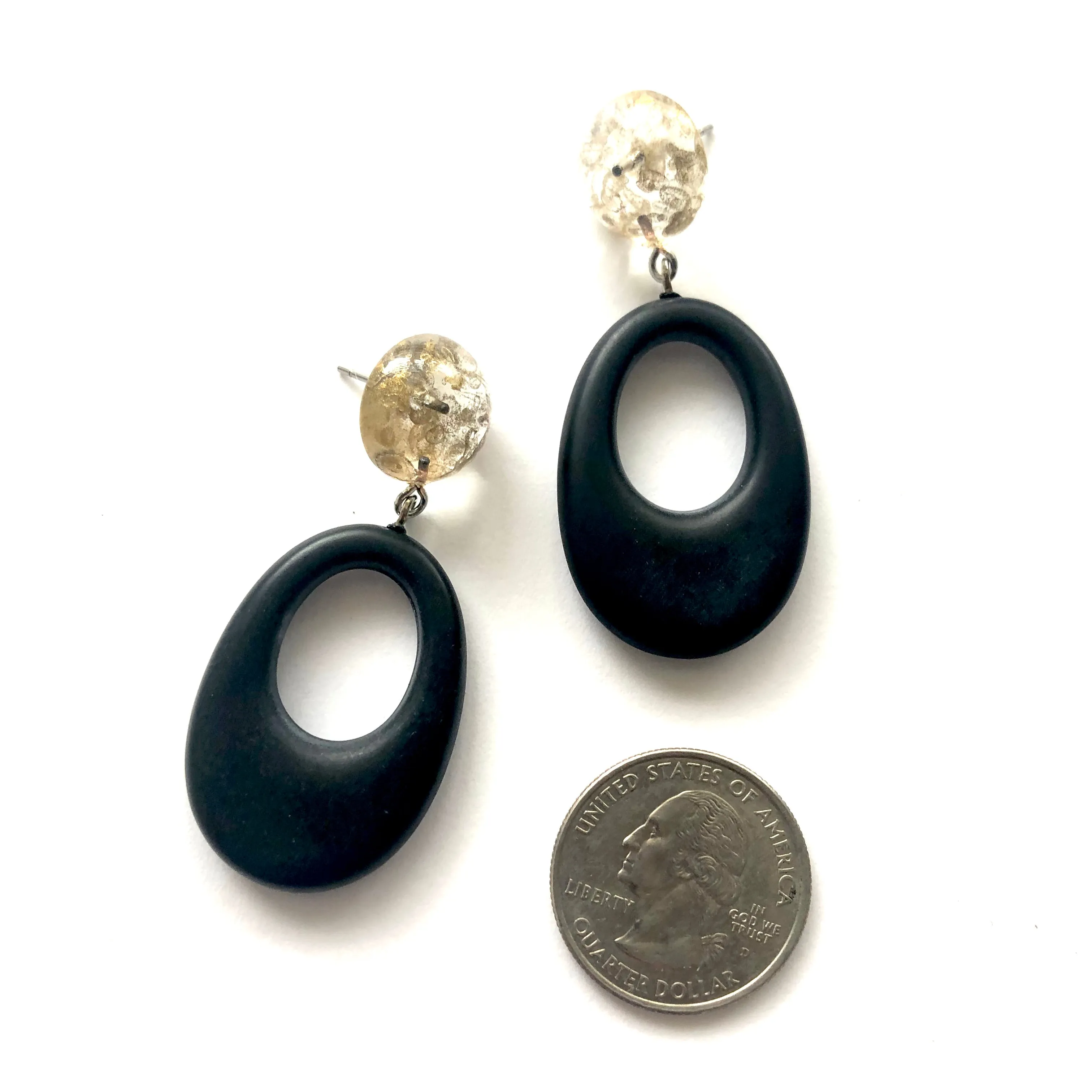 Gold Mercury & Matte Black Go Go Donut Drop Earrings