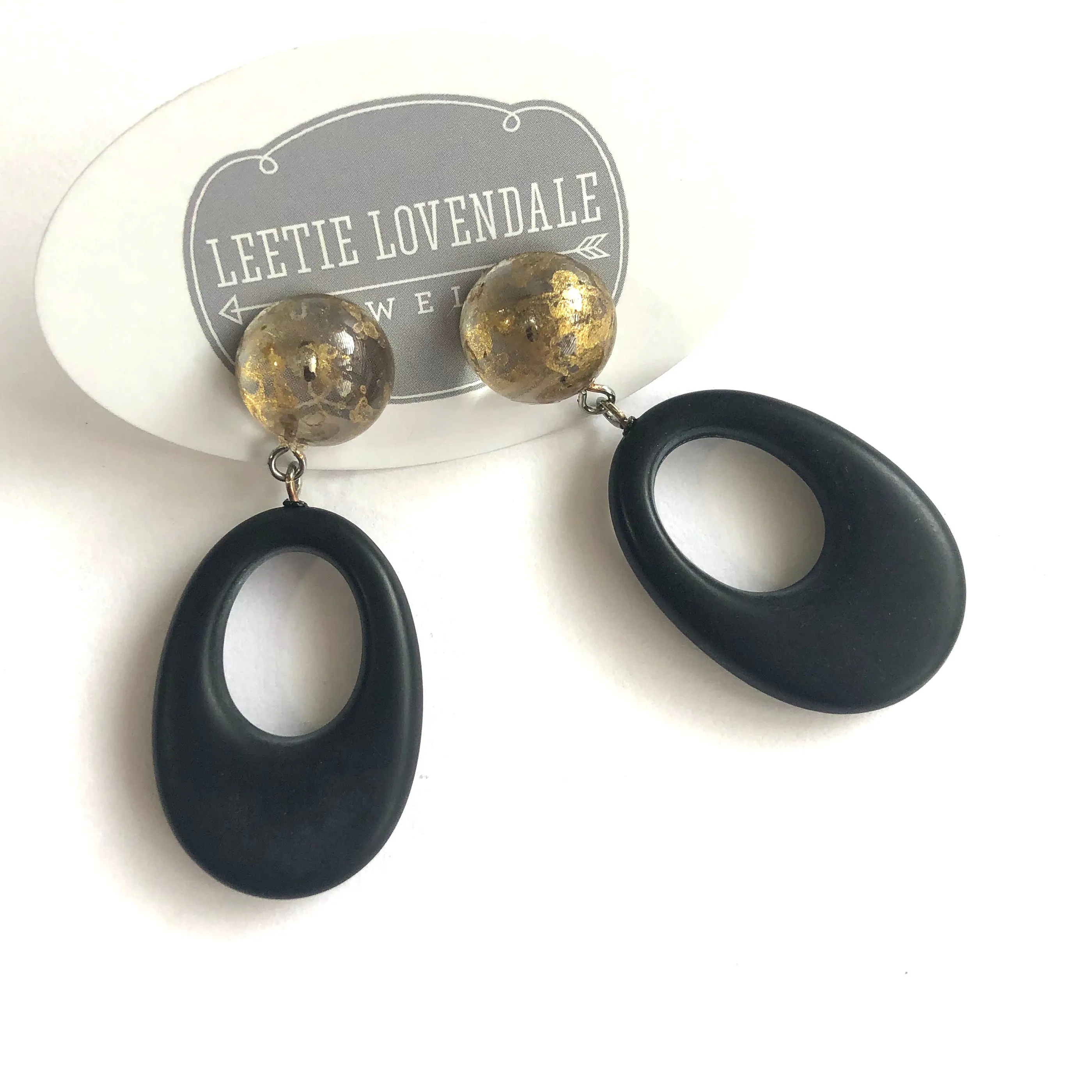 Gold Mercury & Matte Black Go Go Donut Drop Earrings