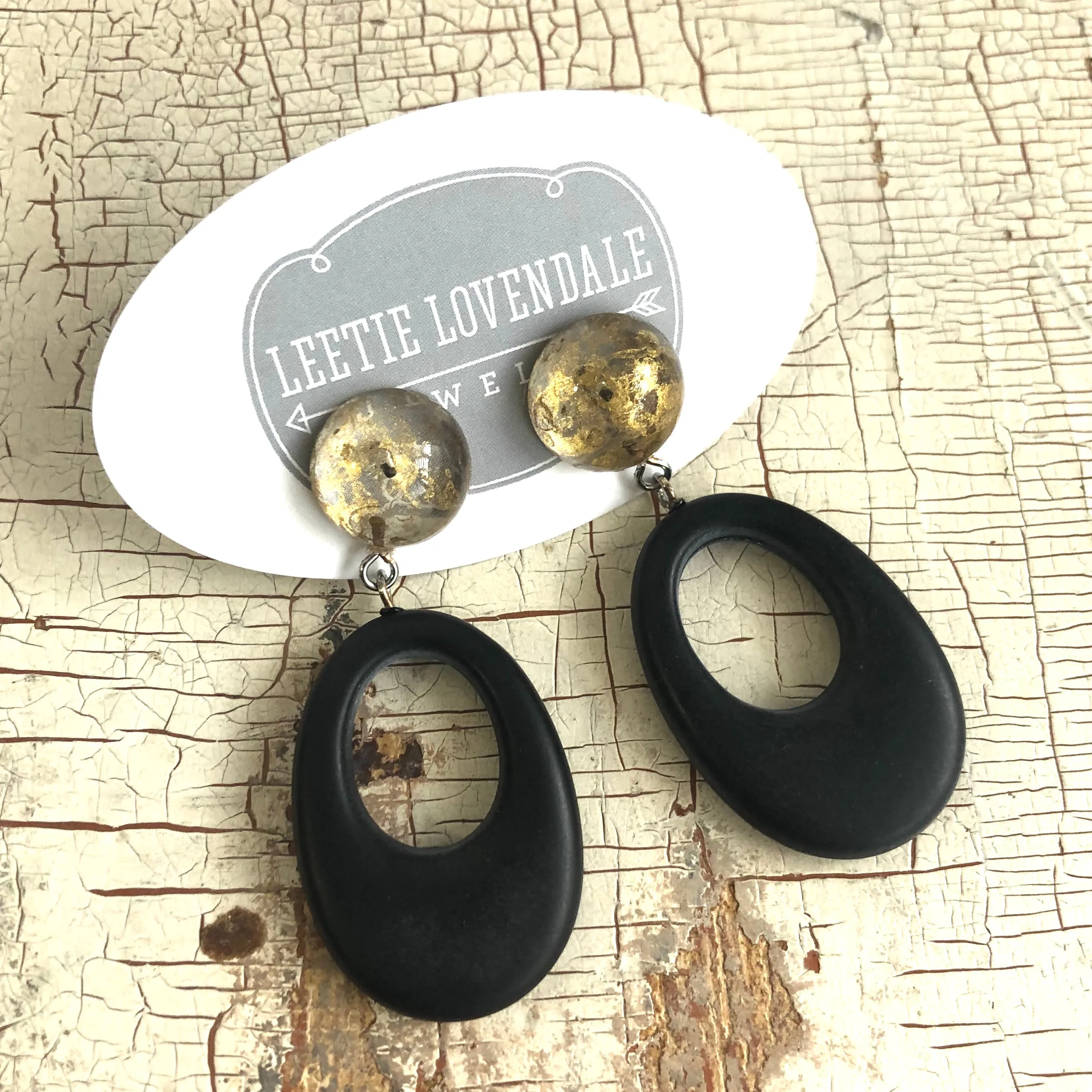 Gold Mercury & Matte Black Go Go Donut Drop Earrings