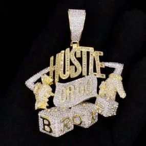 Hustle or Go Broke Dice VVS CZ Hip Hop Bling Pendant