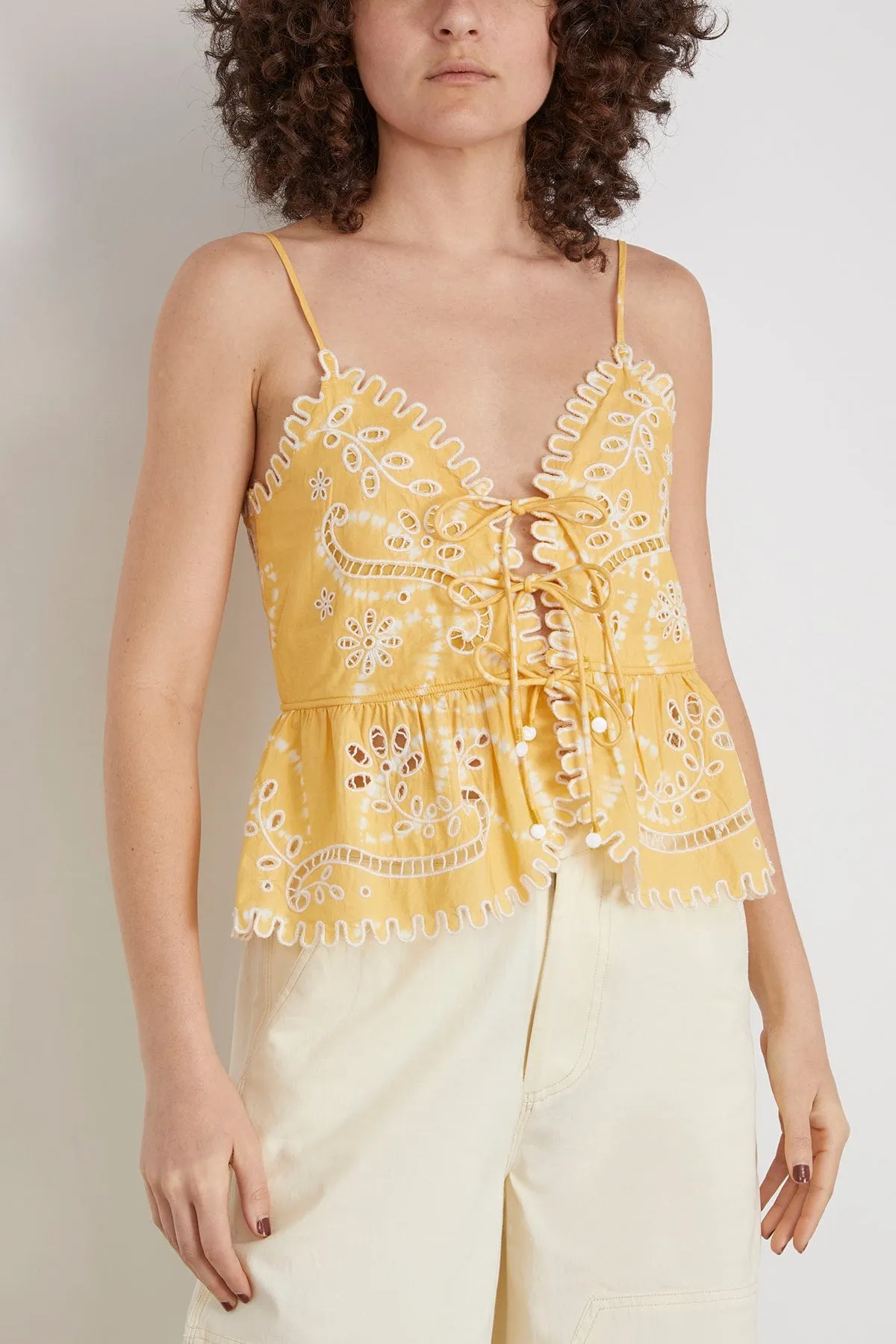 Liat Embroidery Cami Top in Yellow