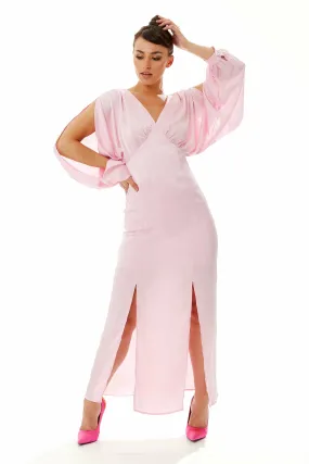 Liquorish Light Pink Maxi Dress With Sleeve Slits