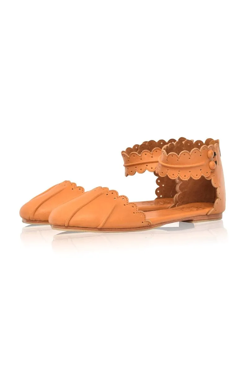 Love Bird Leather Flats in Light Tan