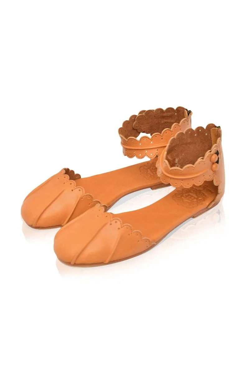 Love Bird Leather Flats in Light Tan