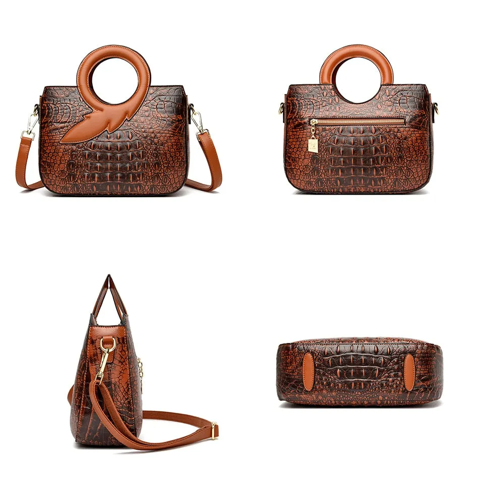 Luxury Designer Vintage Style Alligator Pattern Crossbody Bags for Women