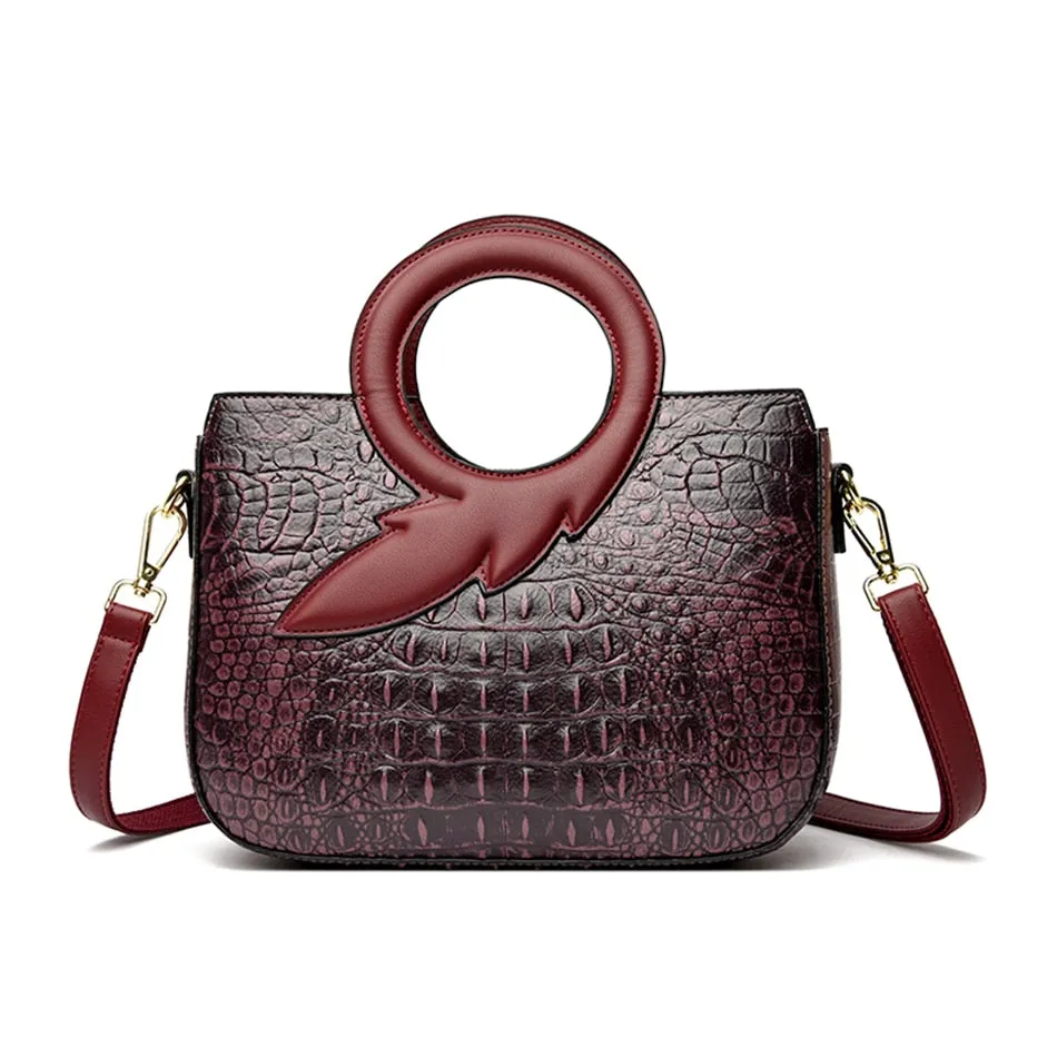 Luxury Designer Vintage Style Alligator Pattern Crossbody Bags for Women