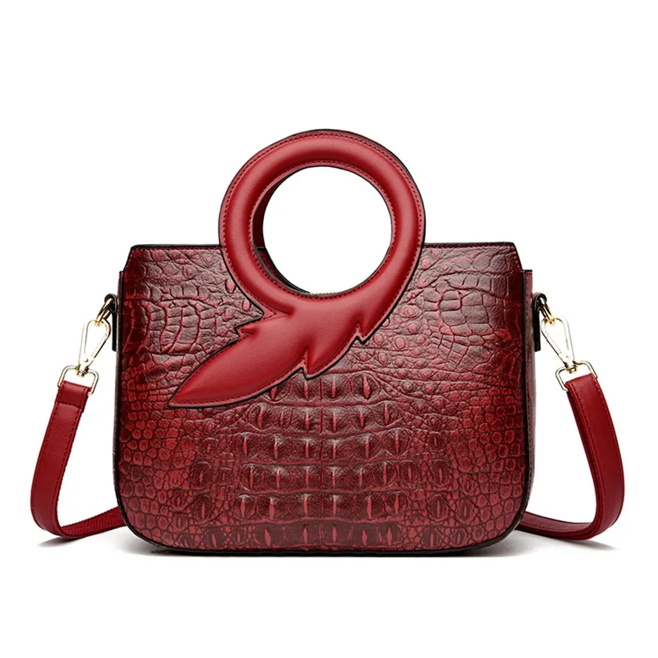 Luxury Designer Vintage Style Alligator Pattern Crossbody Bags for Women