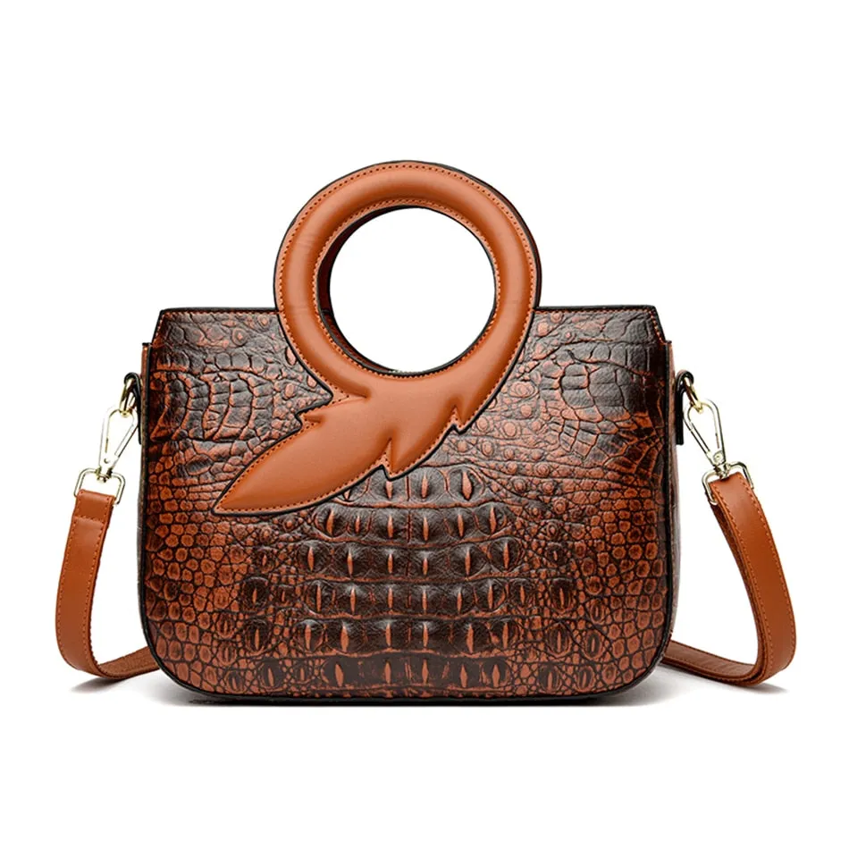 Luxury Designer Vintage Style Alligator Pattern Crossbody Bags for Women