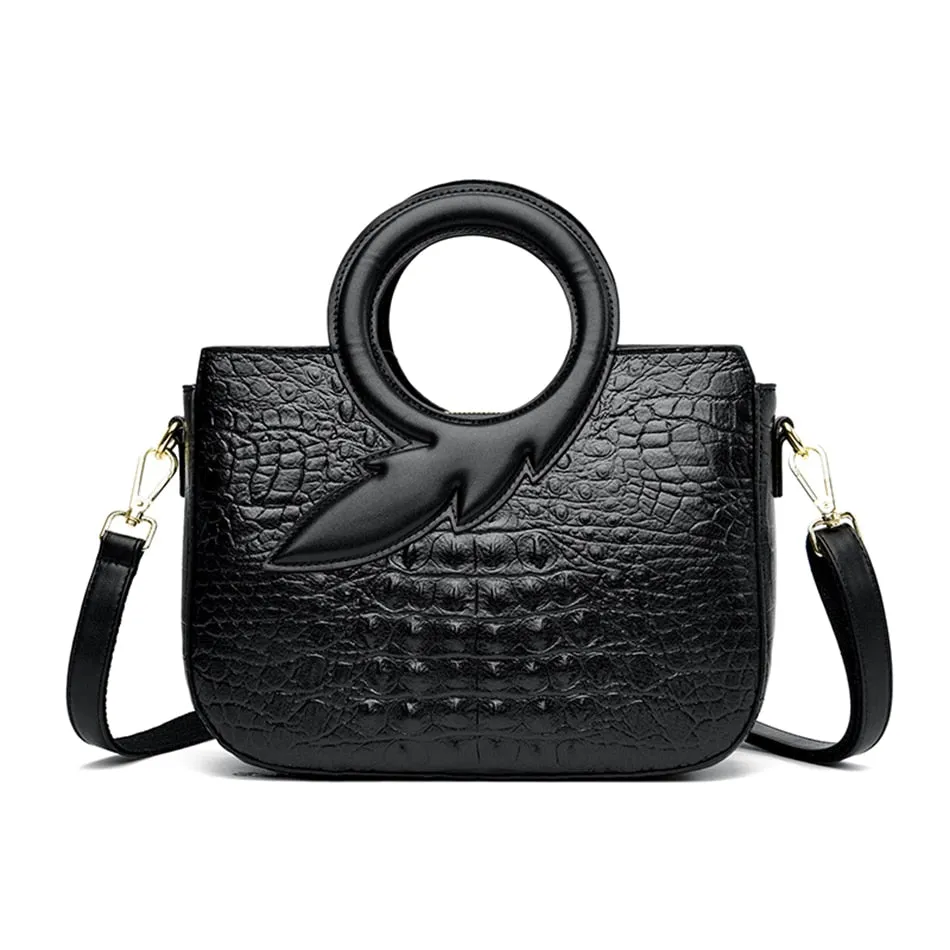 Luxury Designer Vintage Style Alligator Pattern Crossbody Bags for Women