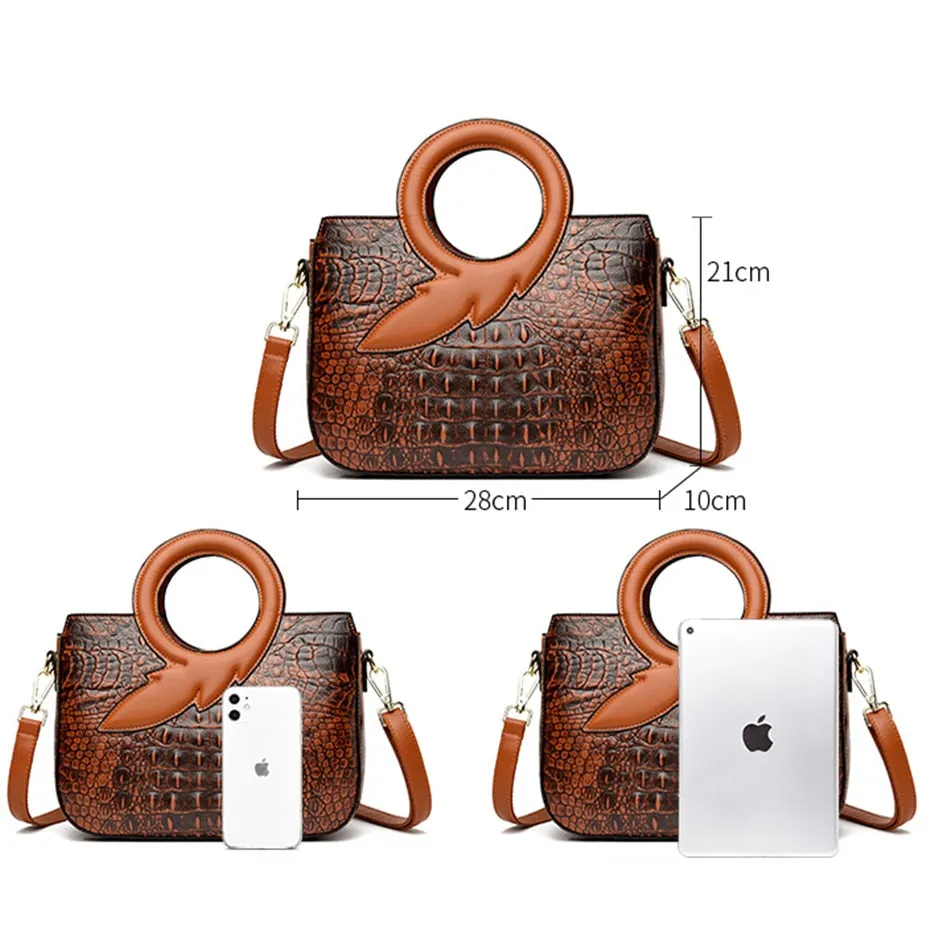 Luxury Designer Vintage Style Alligator Pattern Crossbody Bags for Women