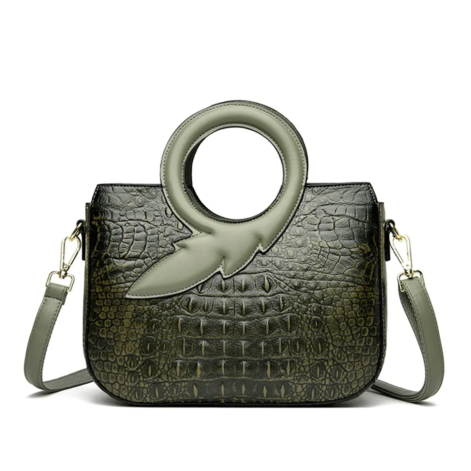 Luxury Designer Vintage Style Alligator Pattern Crossbody Bags for Women