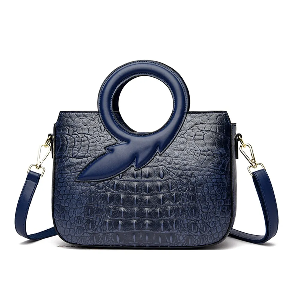 Luxury Designer Vintage Style Alligator Pattern Crossbody Bags for Women