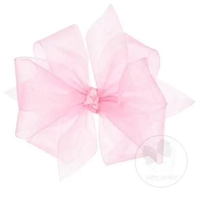 Medium Organza Double Knot Bow - Light Pink