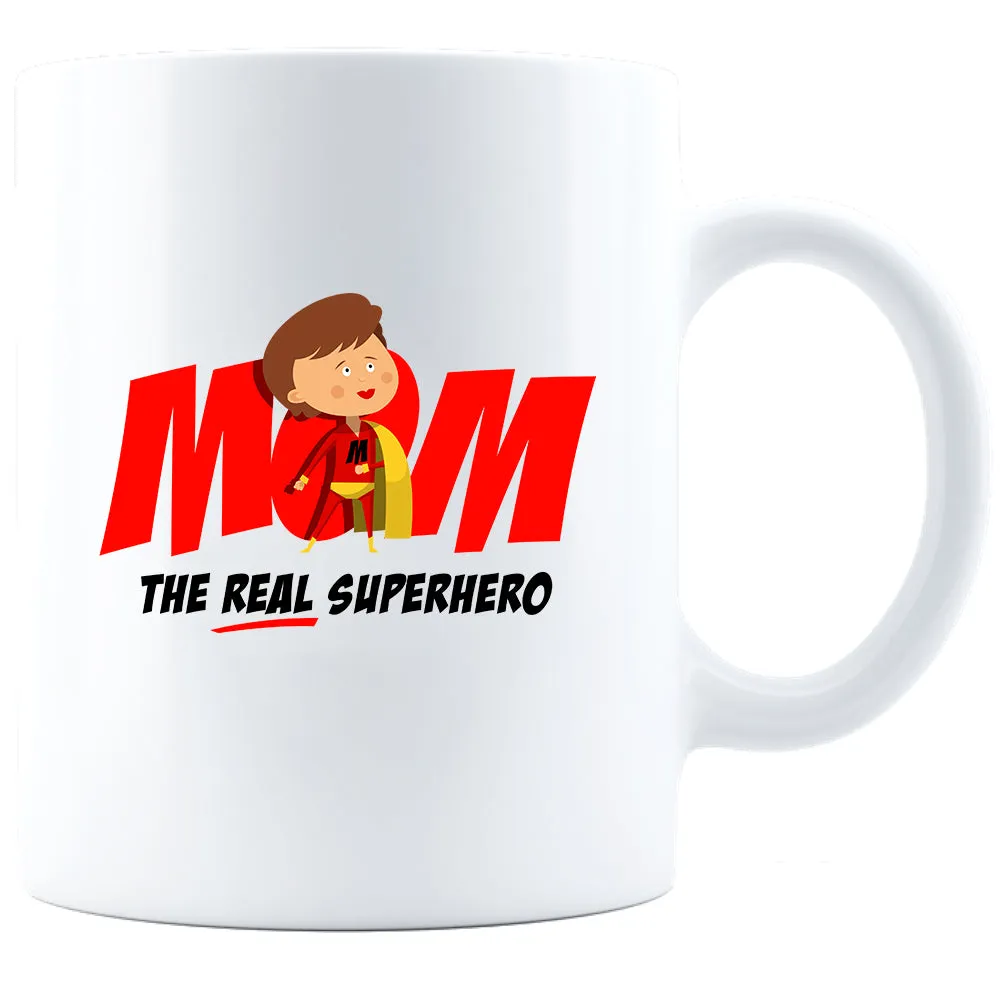 Mom The Real Superhero Ceramic Coffee Mug