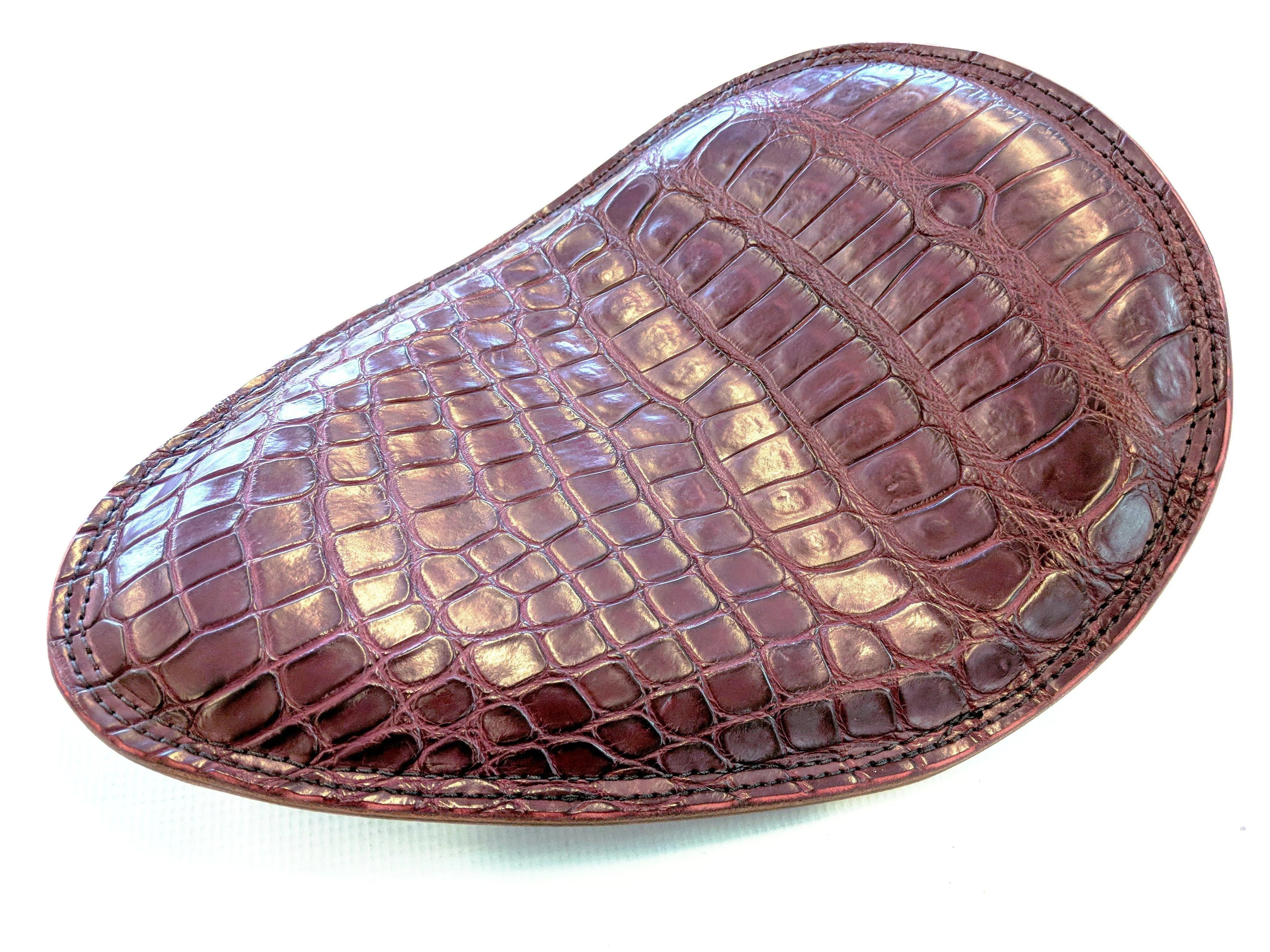 Motorcycle / Chopper Solo Spring Seat - Bordeaux Alligator