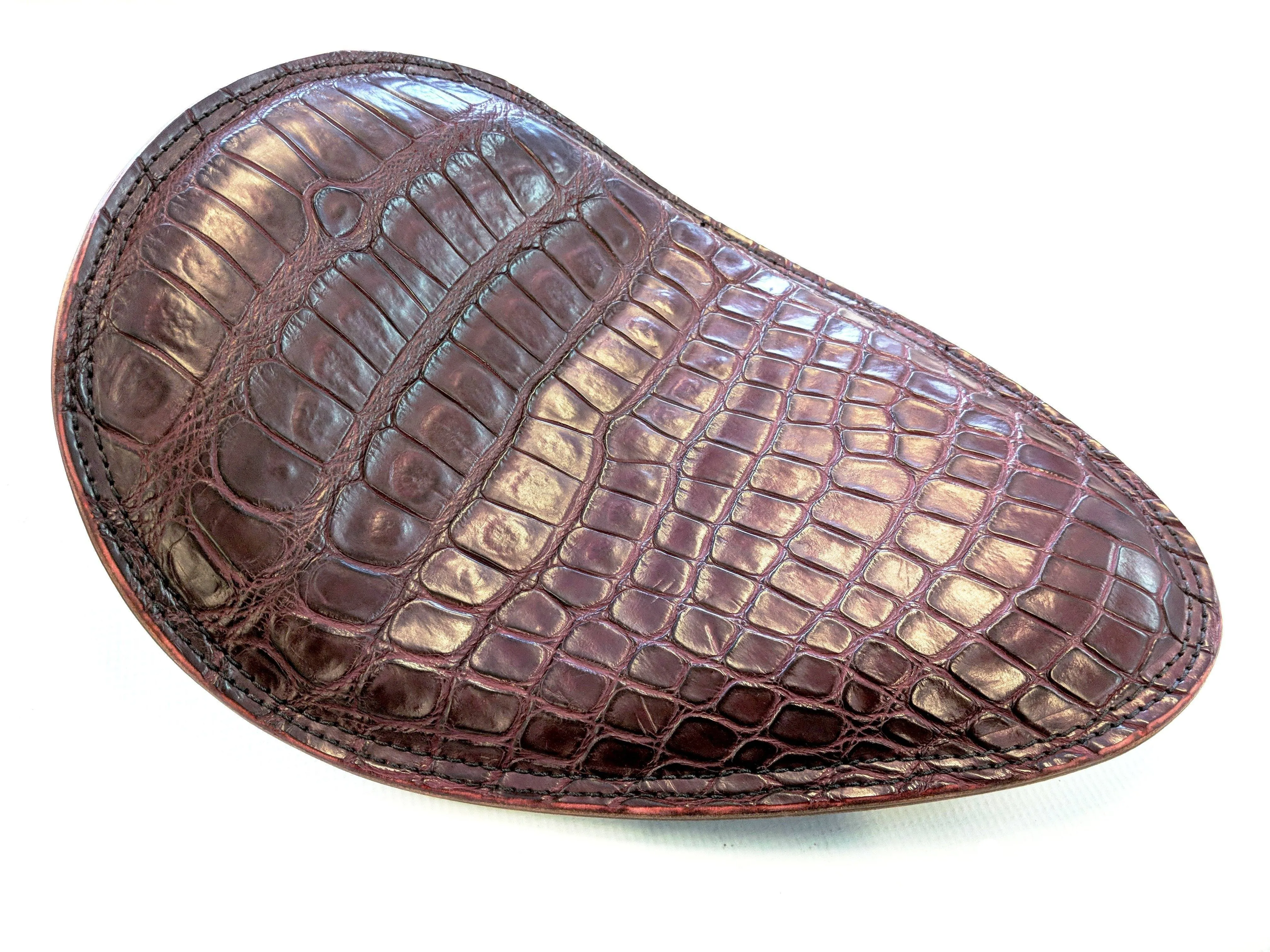 Motorcycle / Chopper Solo Spring Seat - Bordeaux Alligator