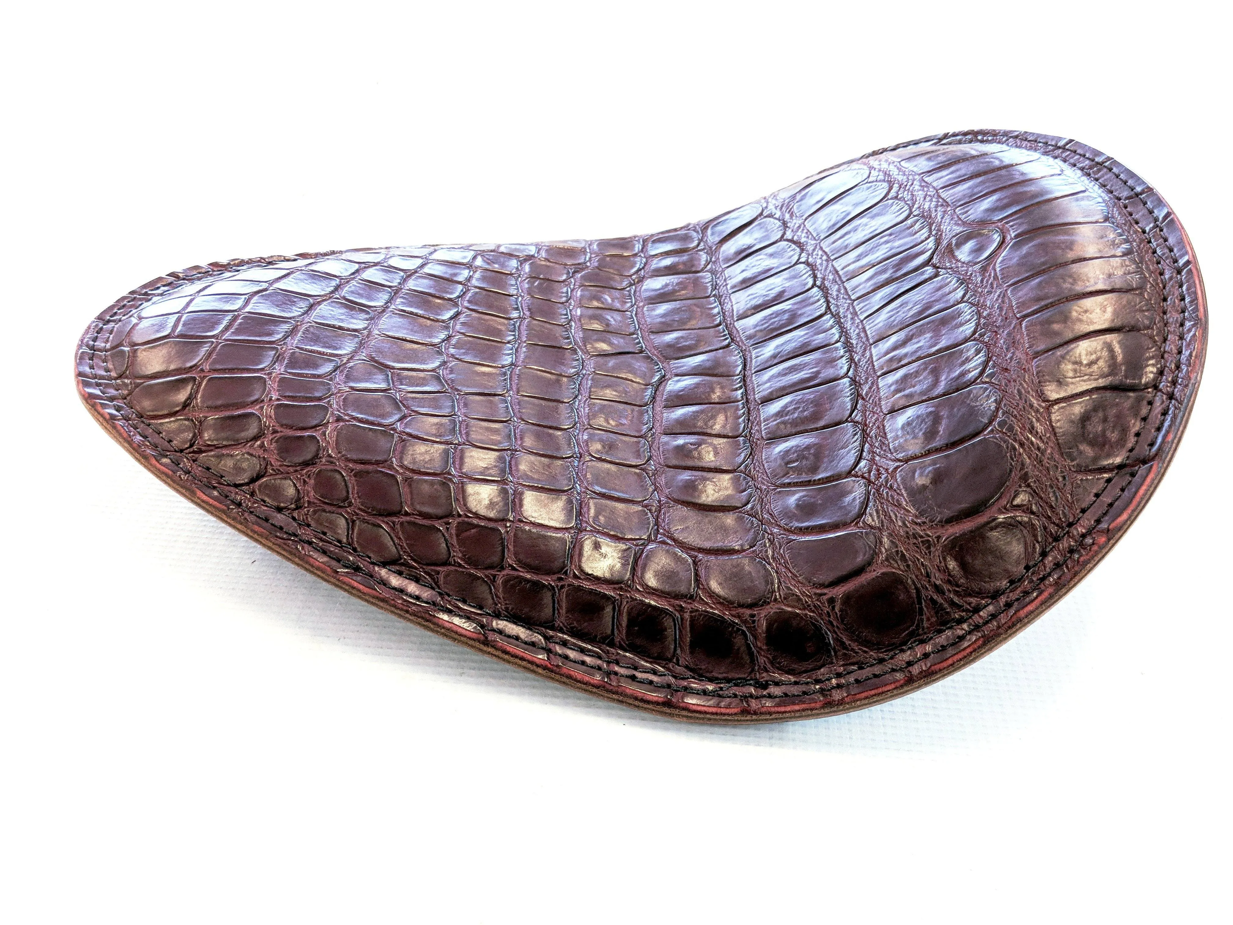 Motorcycle / Chopper Solo Spring Seat - Bordeaux Alligator