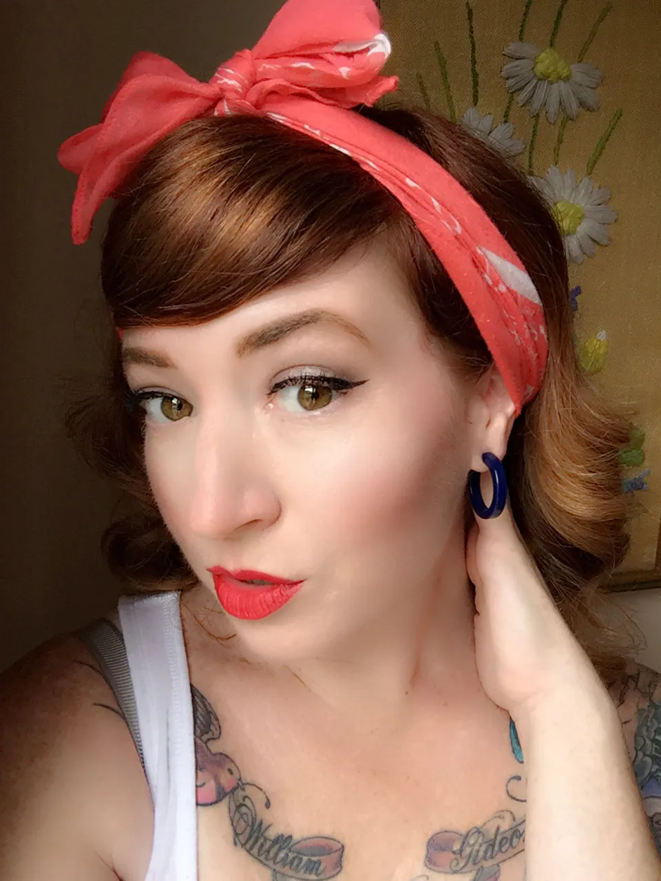 Navy Blue Hoop Lucite Pin Up Hoop Earrings