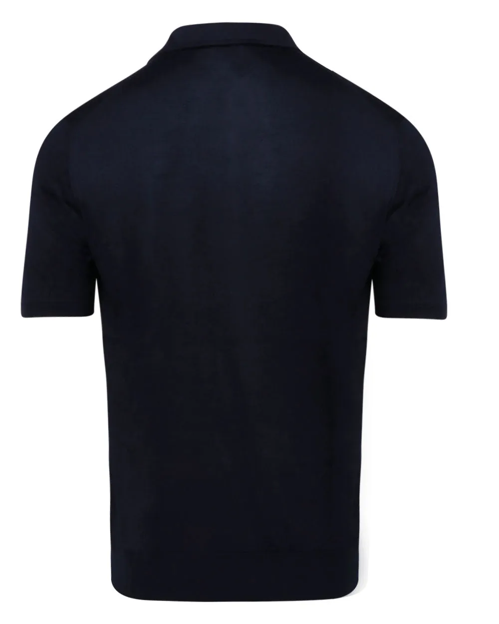 Navy Blue Silk Zip Polo