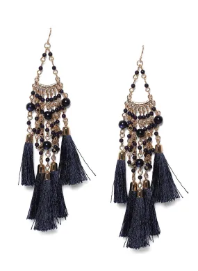 Navy Blue Tasseled Earring