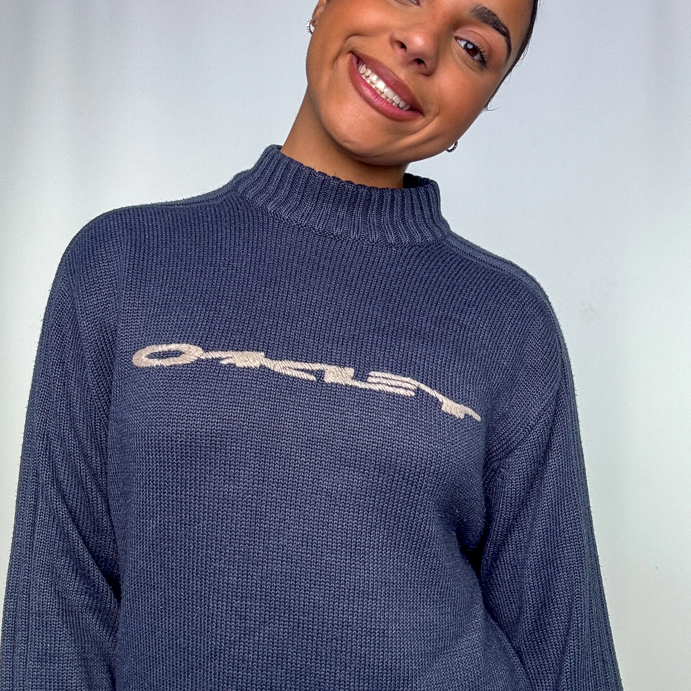 Navy Blue y2ks Oakley Knit Sweatshirt (XL)