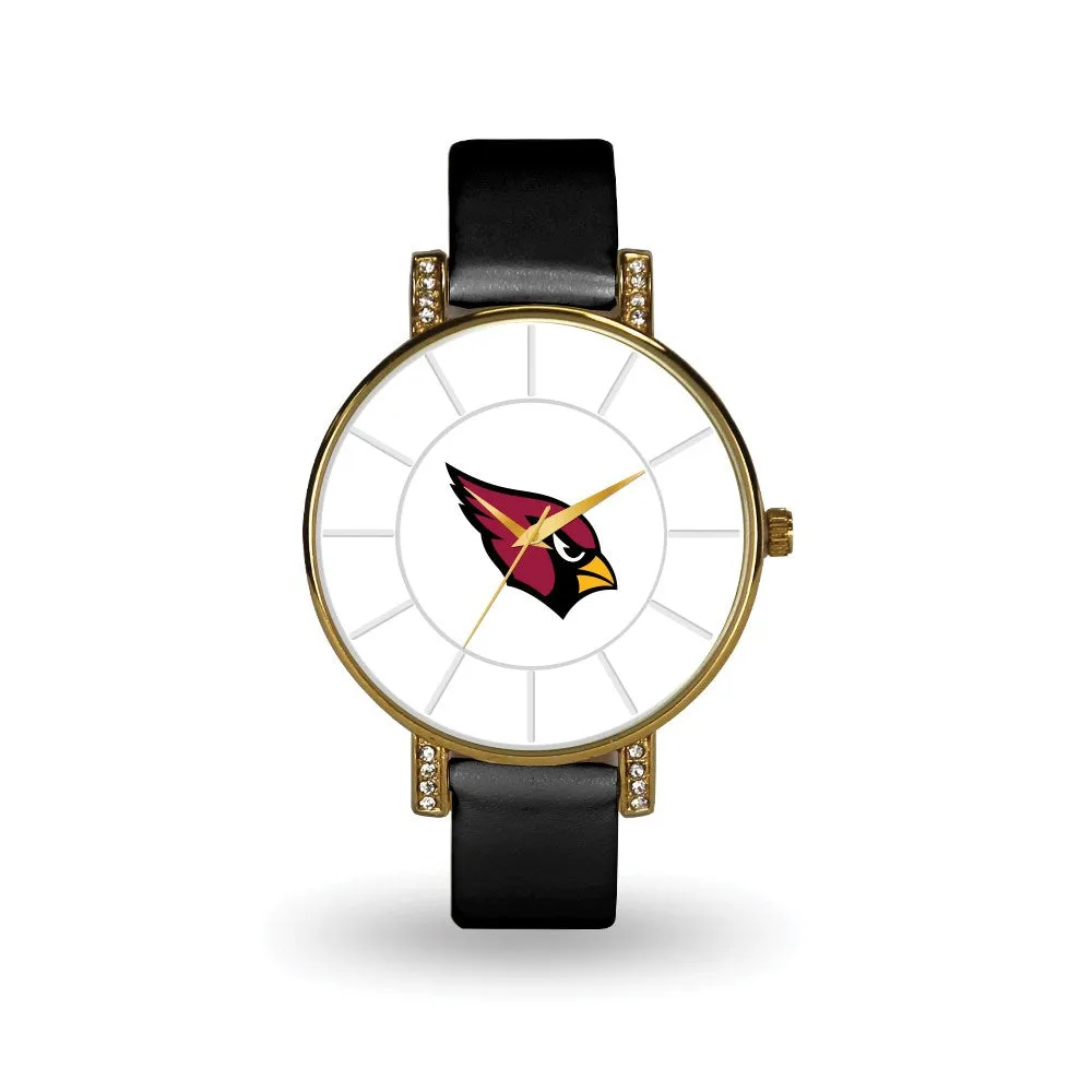 NFL Ladies Arizona Cardinals Black Leather Lunar Watch