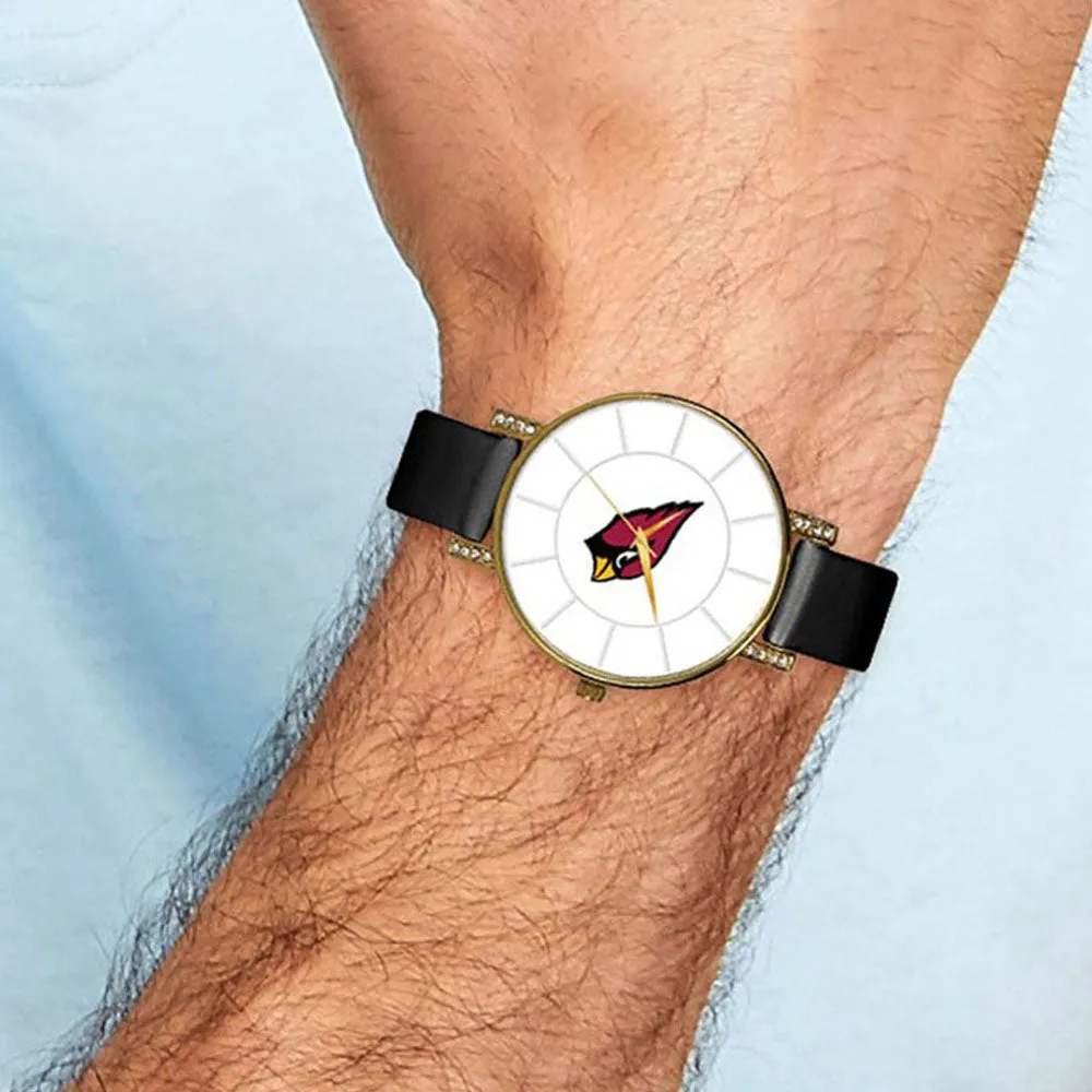 NFL Ladies Arizona Cardinals Black Leather Lunar Watch