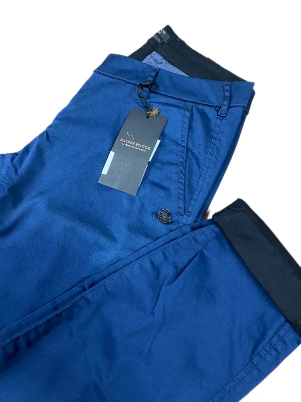 SOLO TG 25 – Pantalone Cotone Scotch & Soda – Blu –  Vita Medio/Alta VESTIBILITà ABBONDANTE