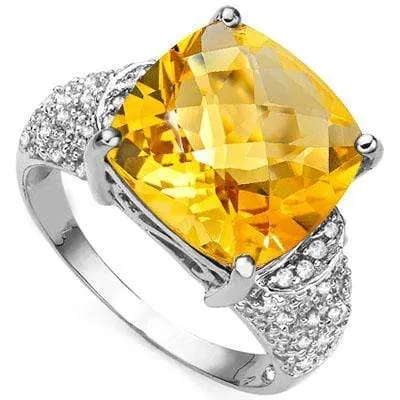 SPECTACULAR 6.878 CARAT TW (55 PCS) CITRINE & GENUINE DIAMOND 10K SOLID WHITE GO