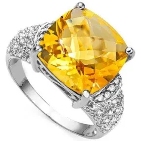 SPECTACULAR 6.878 CARAT TW (55 PCS) CITRINE & GENUINE DIAMOND 10K SOLID WHITE GO