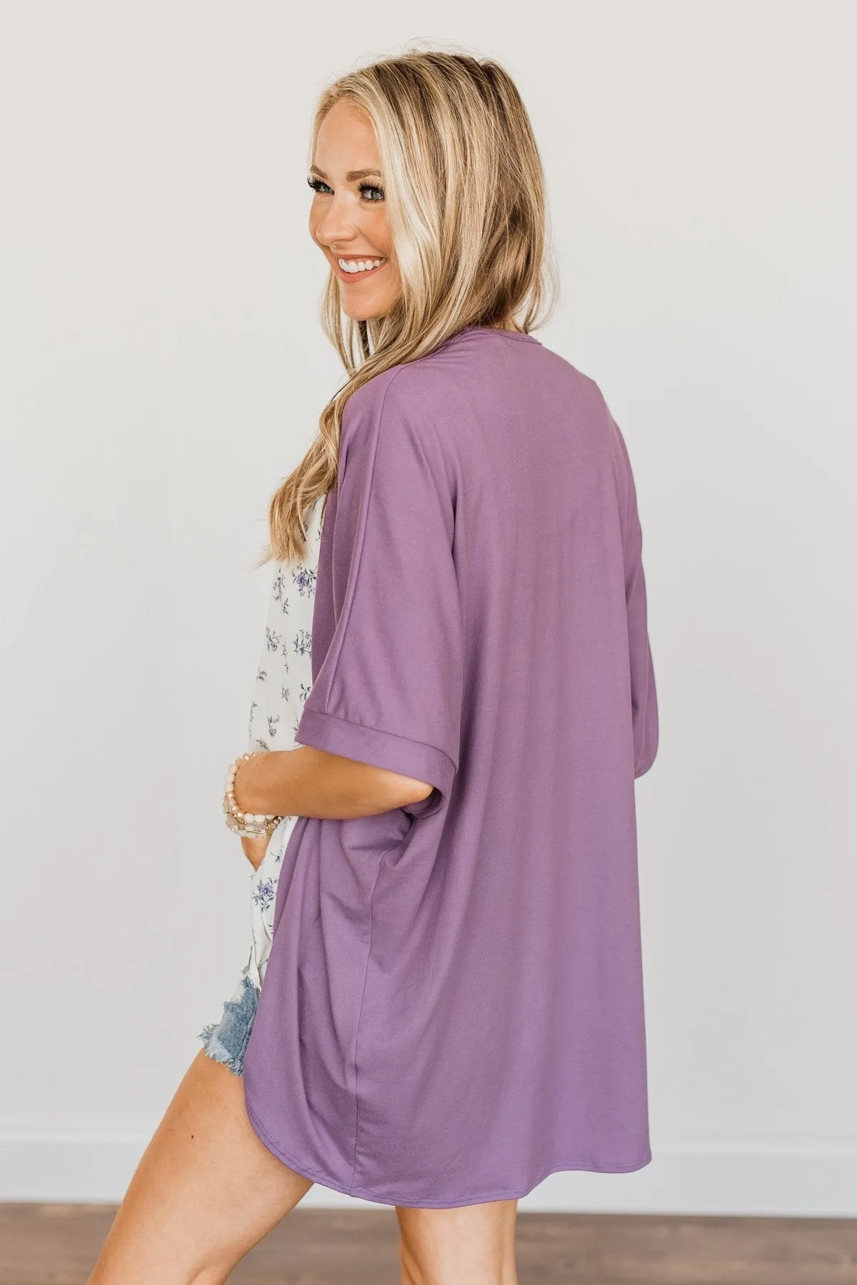 Tender Moments Short Sleeve Kimono- Purple