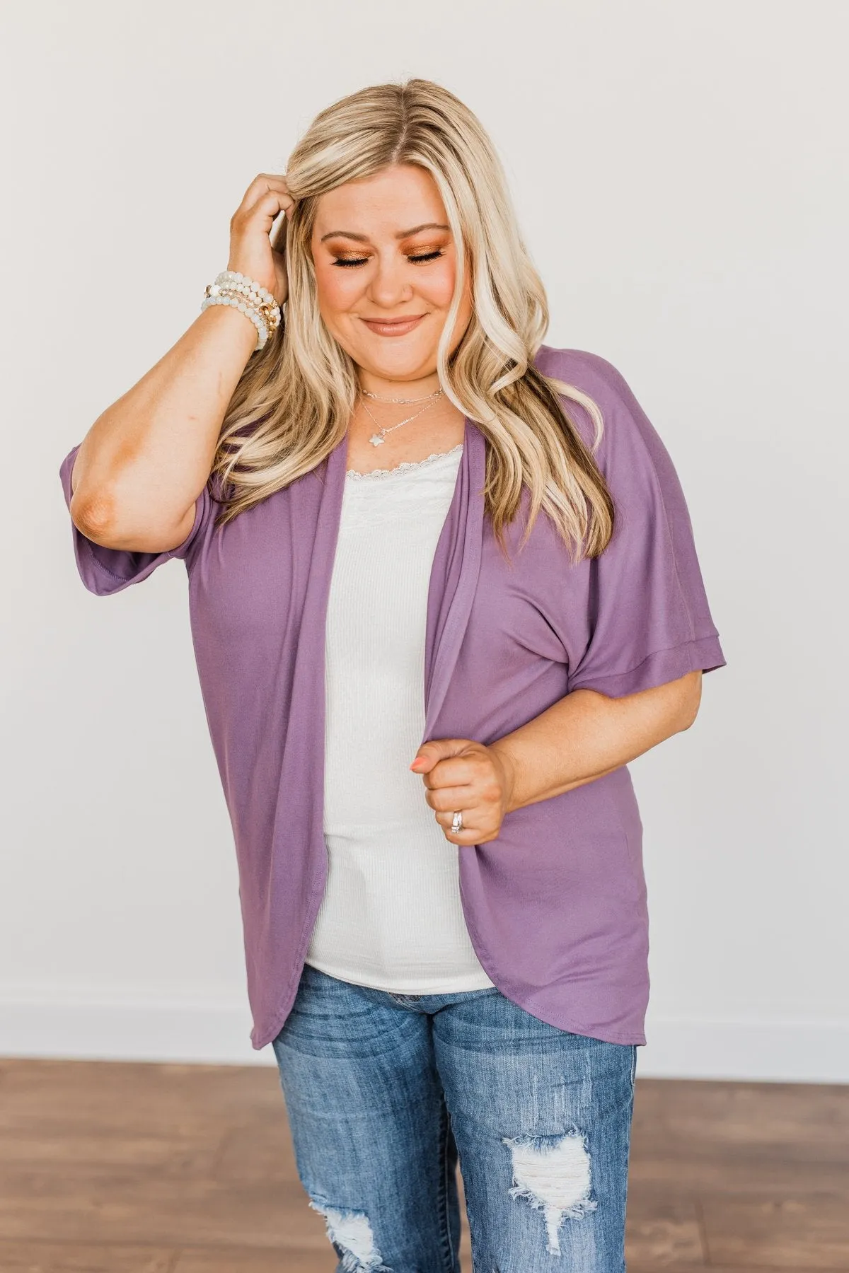 Tender Moments Short Sleeve Kimono- Purple