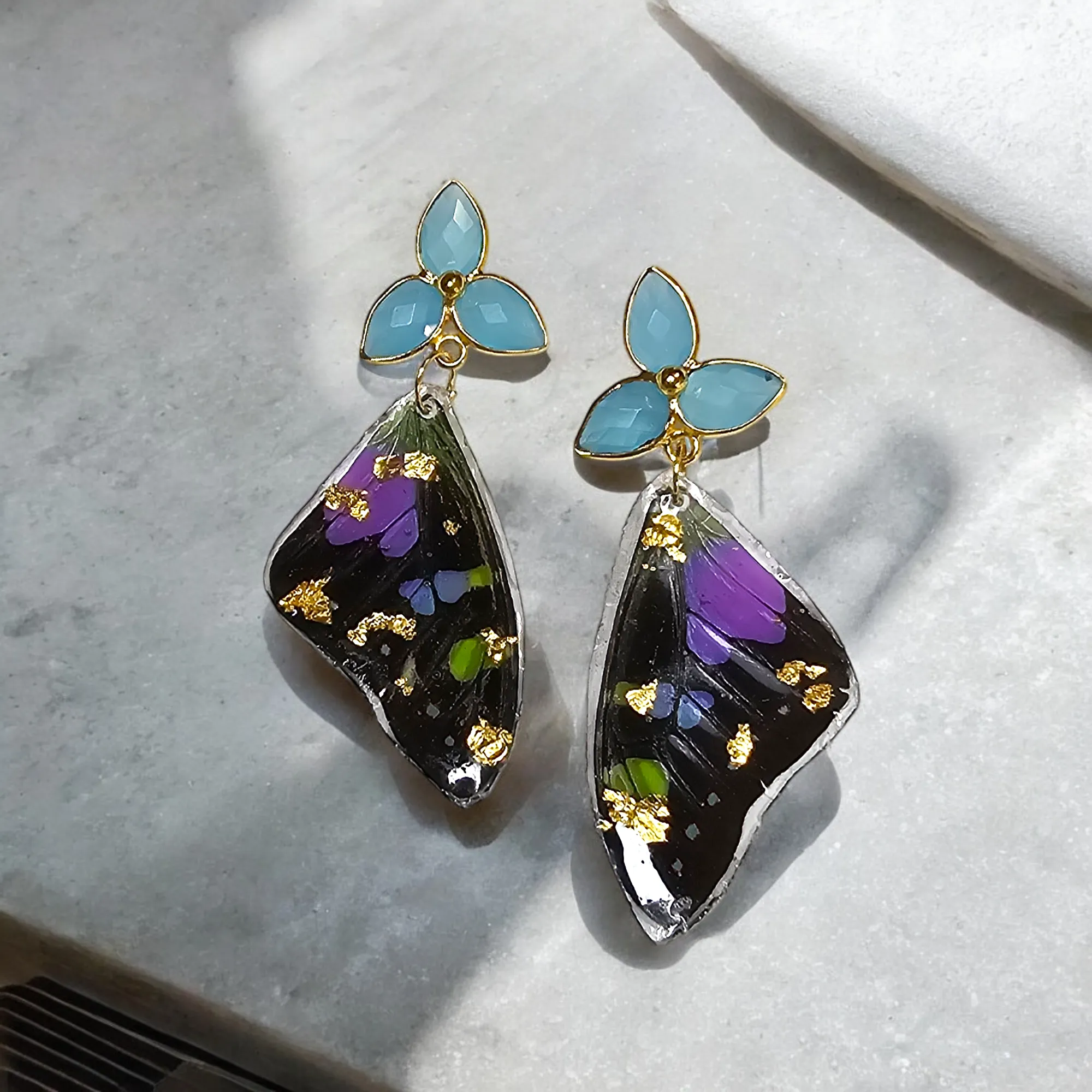 The Purple and Black REAL Butterfly Earrings