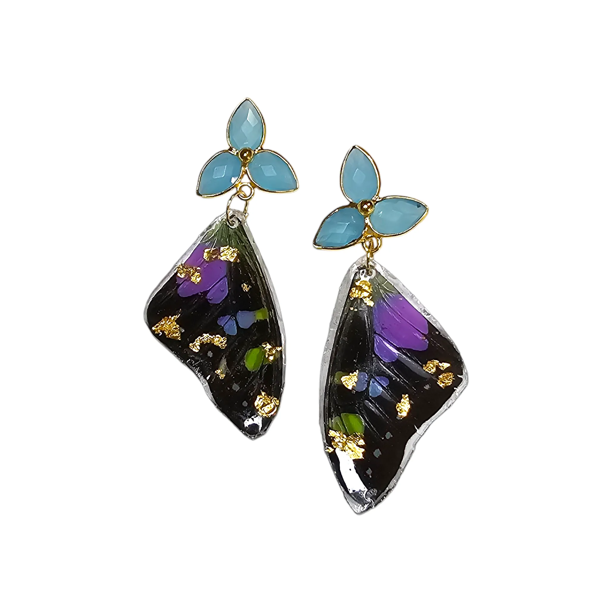 The Purple and Black REAL Butterfly Earrings