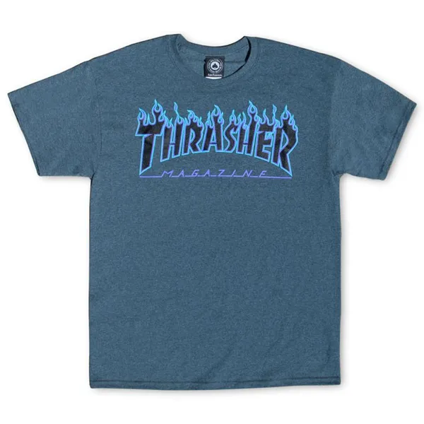 THRASHER MAGAZINE FLAME LOGO S/S DARK Heather