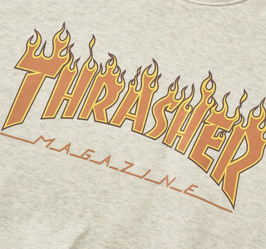 THRASHER  |Plain Cotton Logo Skater Style Sweatshirts