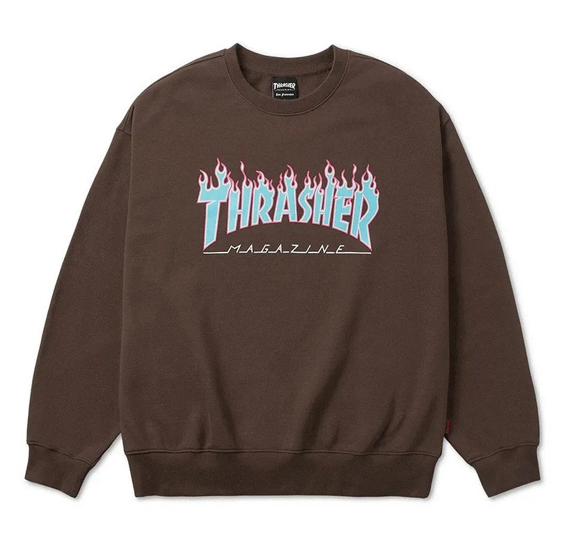 THRASHER  |Plain Cotton Logo Skater Style Sweatshirts