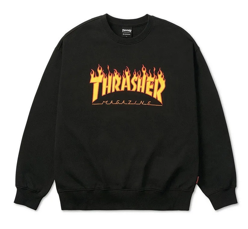 THRASHER  |Plain Cotton Logo Skater Style Sweatshirts