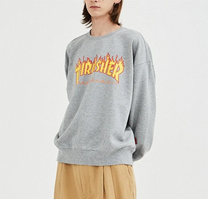 THRASHER  |Plain Cotton Logo Skater Style Sweatshirts