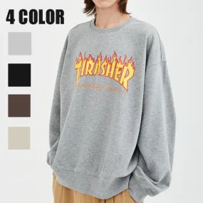 THRASHER  |Plain Cotton Logo Skater Style Sweatshirts