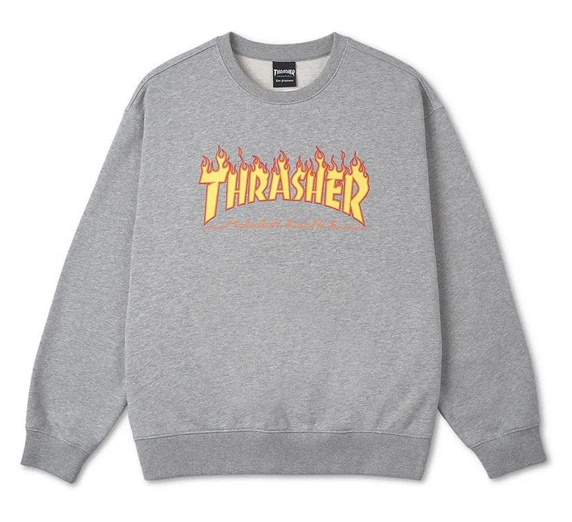 THRASHER  |Plain Cotton Logo Skater Style Sweatshirts