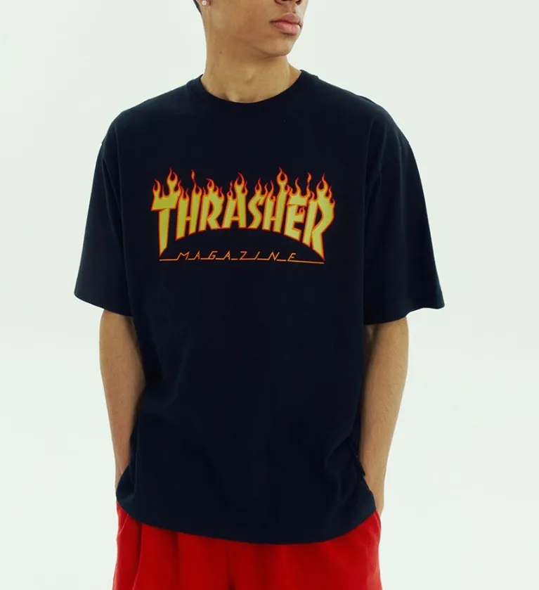 THRASHER  |Unisex Street Style Plain Cotton Logo Skater Style T-Shirts