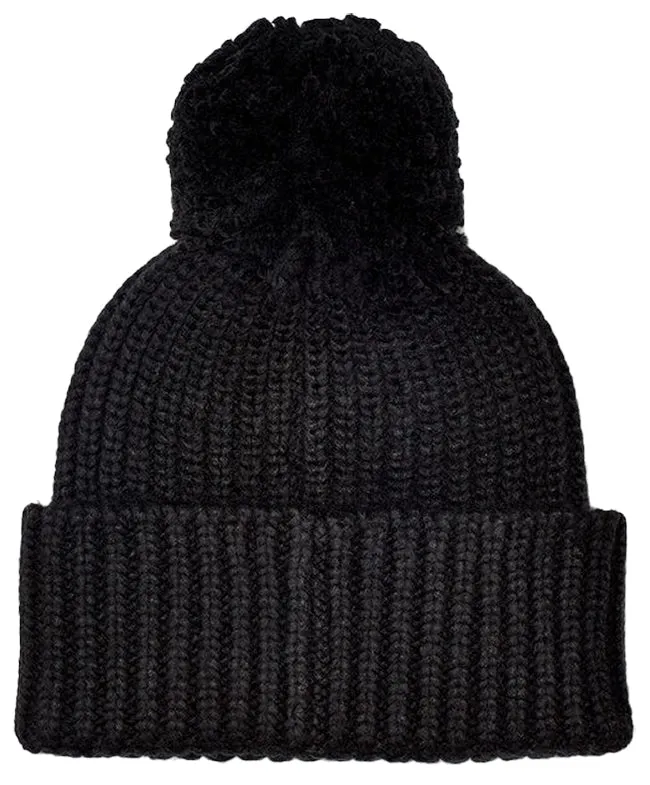 Ugg Boots Accessories Chunky Rib Knit Pom Beanie Black