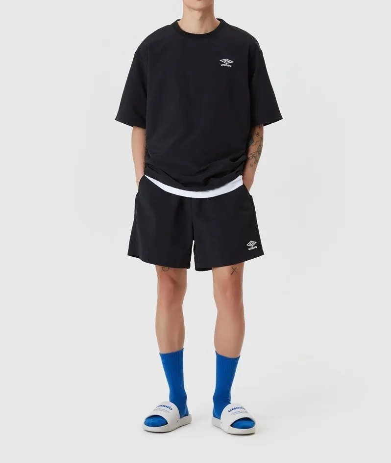 UMBRO  |Nylon U-Neck Plain Short Sleeves T-Shirts